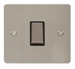 Click Define Stainless Steel 1G 2W Single Light Switch Black Insert