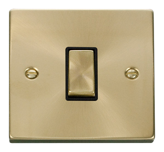 Click Deco Satin Brass 1G Intermediate Light Switch Black Insert