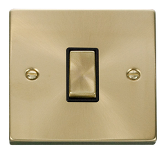 Click Deco Satin Brass 1G Intermediate Light Switch Black Insert