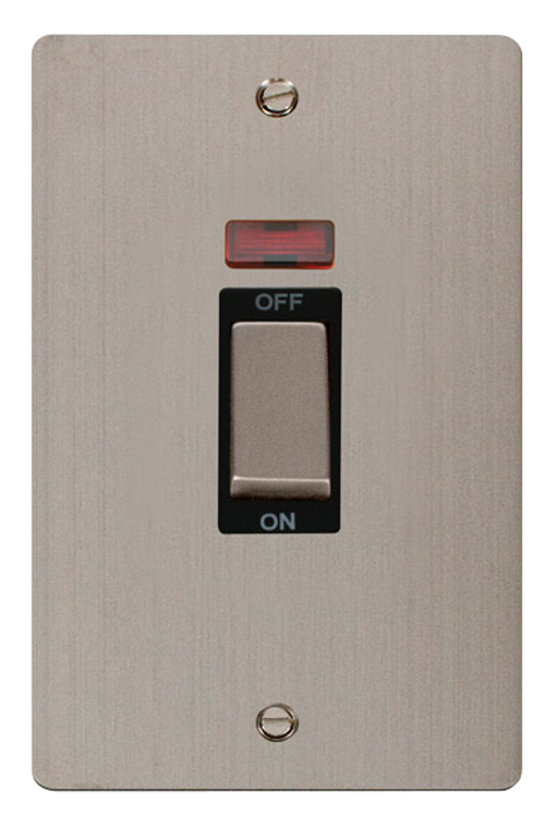 Click Define Stainless Steel 2G 45A DP Vertical Switch & Neon Black Insert