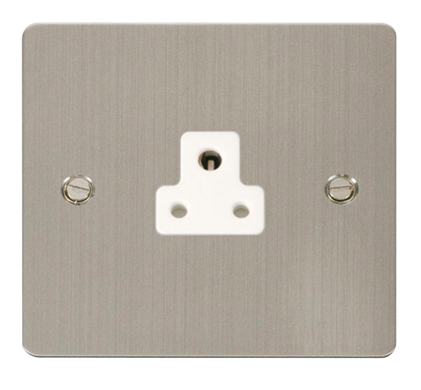 Click Define Stainless Steel 1G 2A Round Pin Single Socket White Insert
