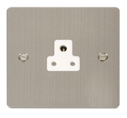 Click Define Stainless Steel 1G 2A Round Pin Single Socket White Insert