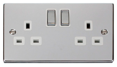 Click Deco Polished Chrome 2G 13A Double Switched Socket White Insert