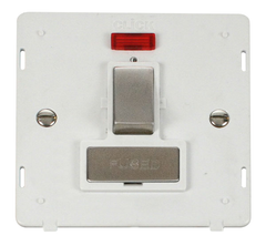 Click Definity Screwless Stainless Steel 1G 13A Switched Fused Connection Unit & Neon White Insert