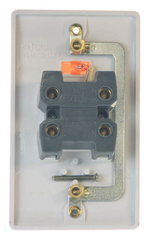 Click Mode White 2G 45A DP Vertical Switch & Neon