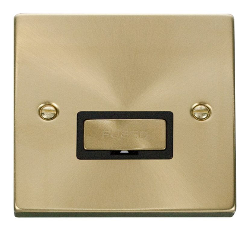 Click Deco Satin Brass 1G 13A Unswitched Fused Connection Unit Black Insert
