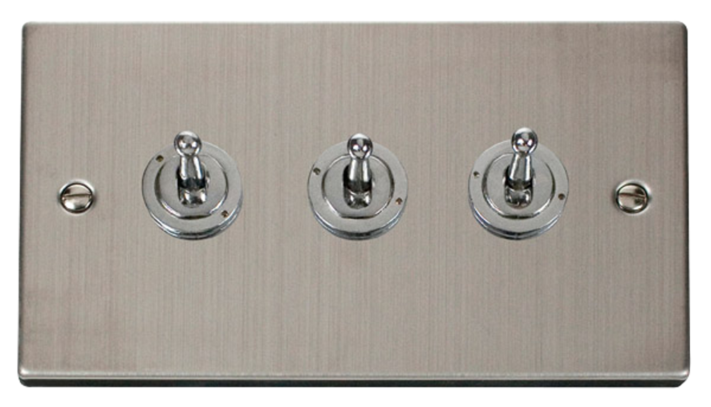 Click Deco Stainless Steel 3G 2W Triple Dolly Light Switch