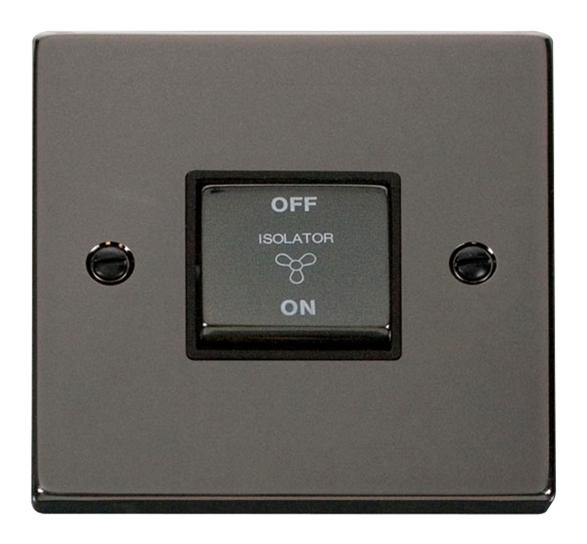 Click Deco Black Nickel 1G Fan Isolator Switch Black Insert