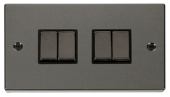 Click Deco Black Nickel 4G 2W Quadruple Light Switch Black Insert
