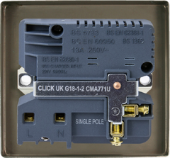 Click Deco Polished Brass 1G 13A Single Switched Socket c/w 1 x USB Outlet Black Insert