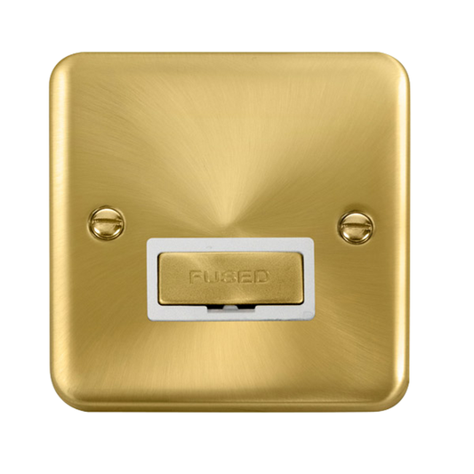 Click Deco Plus Satin Brass 1G 13A Unswitched Fused Connection Unit White Insert