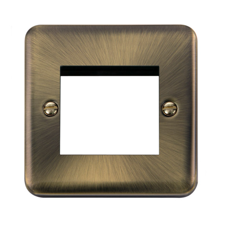 Click Deco Plus Antique Brass 1G 2 Module Euro Media Plate