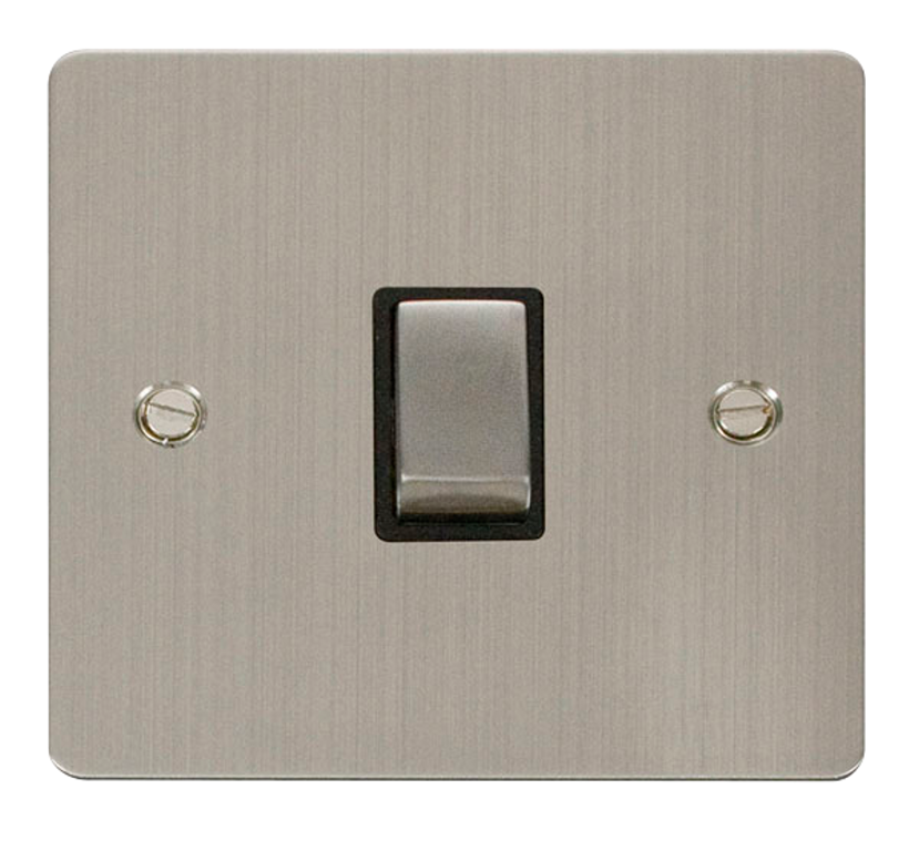 Click Define Stainless Steel 1G 20A DP Switch Black Insert