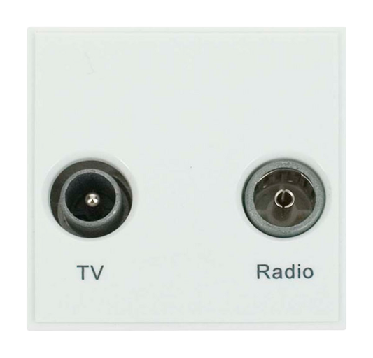 Click Euro Media White 2 Module Diplexed 2 Moutlet TV & FM Outlet Insert