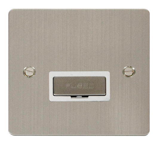 Click Define Stainless Steel 1G 13A Unswitched Fused Connection Unit White Insert
