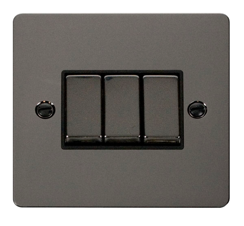 Click Define Black Nickel 3G 2W Triple Light Switch Black Insert