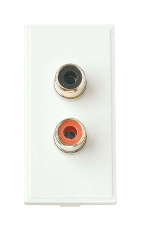 Click Euro Media White 1 Module RCA Speaker Outlet Insert