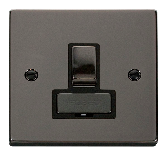 Click Deco Black Nickel 1G 13A Switched Fused Connection Unit Black Insert
