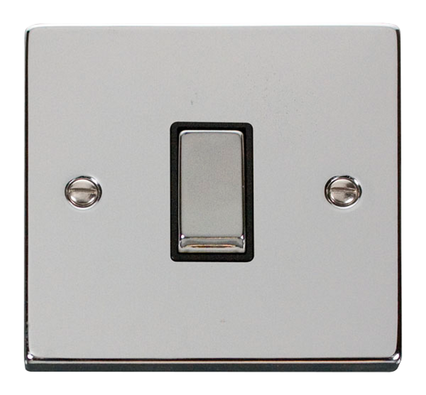 Click Deco Polished Chrome 1G Intermediate Light Switch Black Insert