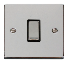 Click Deco Polished Chrome 1G Intermediate Light Switch Black Insert