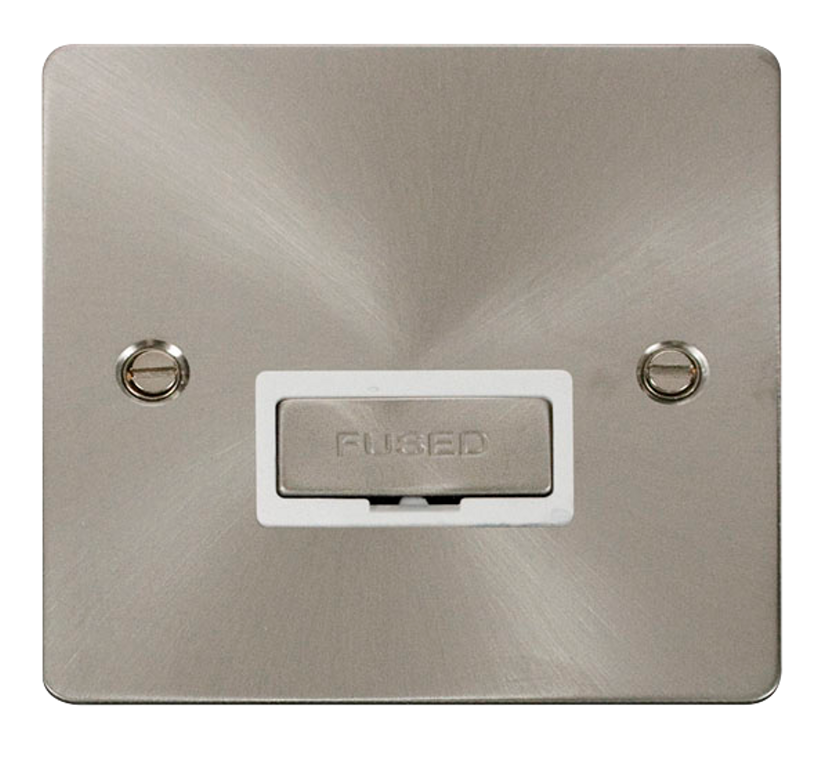 Click Define Brushed Stainless 1G 13A Unswitched Fused Connection Unit White Insert