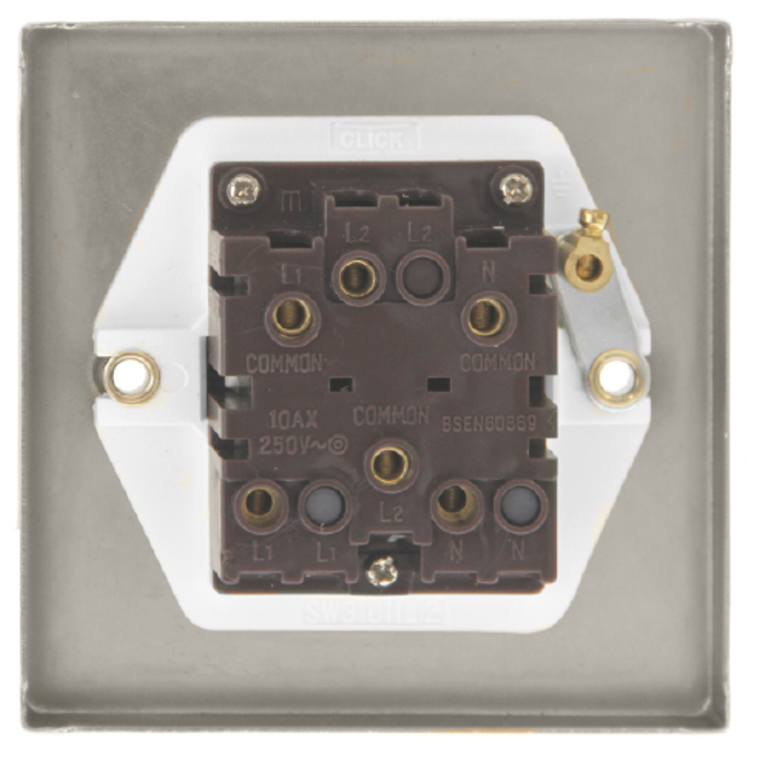 Click Deco Satin Brass 1G Fan Isolator Switch White Insert
