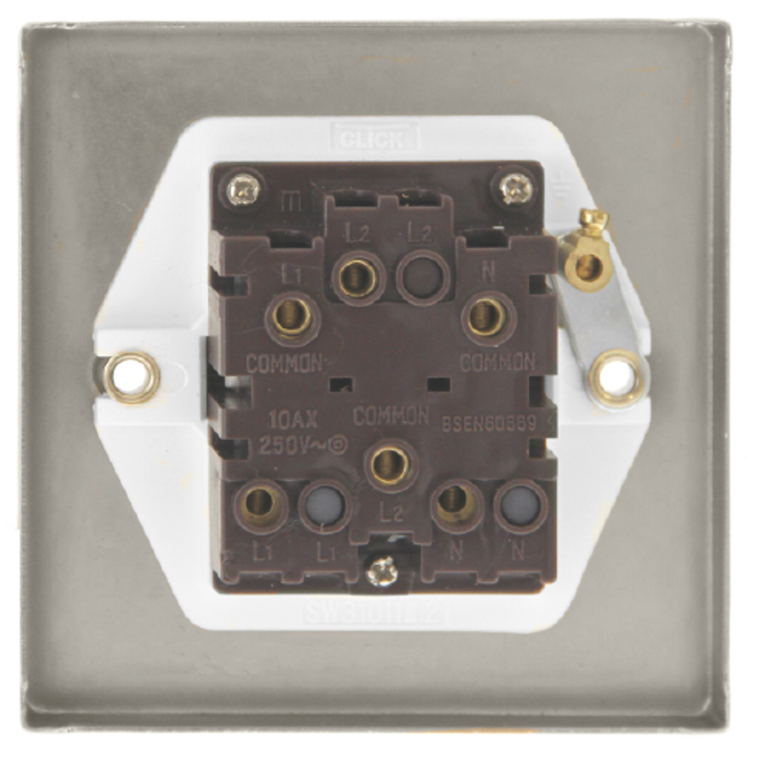 Click Deco Stainless Steel 1G Fan Isolator Switch White Insert – Sparky ...