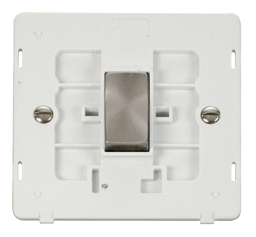 Click Definity Screwless Brushed Stainless 1G 2W Single Light Switch White Insert