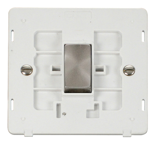 Click Definity Screwless Brushed Stainless 1G 2W Single Light Switch White Insert