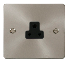 Click Define Brushed Stainless 1G 2A Round Pin Single Socket Black Insert