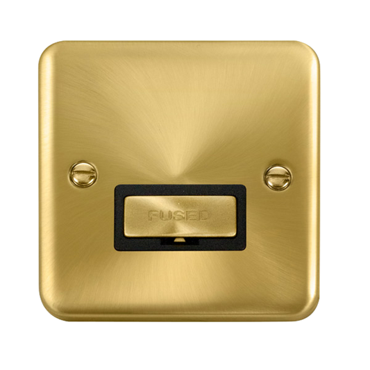 Click Deco Plus Satin Brass 1G 13A Unswitched Fused Connection Unit Black Insert