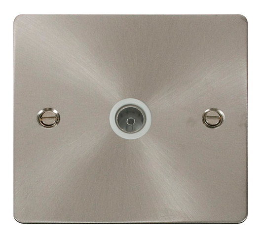 Click Define Brushed Stainless 1G TV Coaxial Outlet White Insert