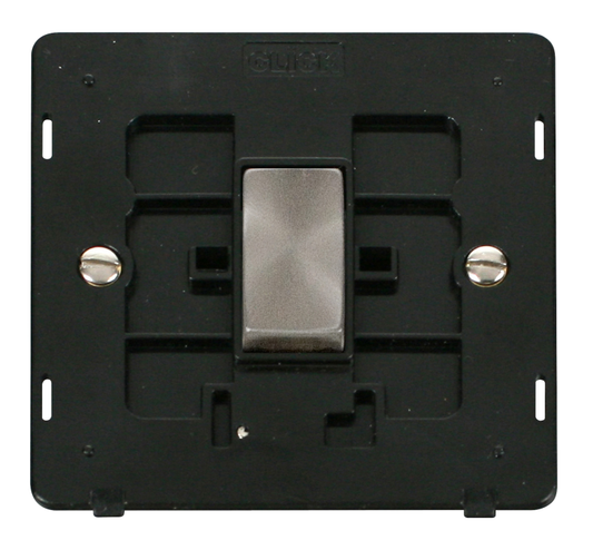 Click Definity Screwless Brushed Stainless 1G Intermediate Light Switch Black Insert