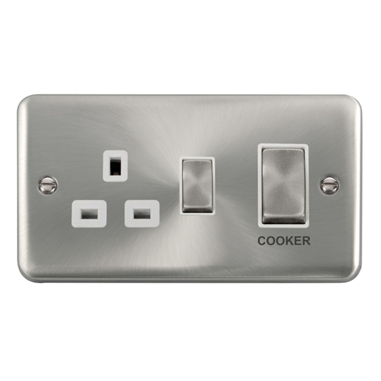 Click Deco Plus Satin Chrome 2G 45A DP Cooker Control Unit White Insert