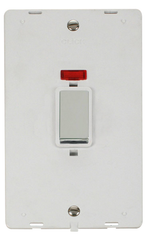 Click Definity Screwless Polished Chrome 2G 45A DP Vertical Switch & Neon White Insert