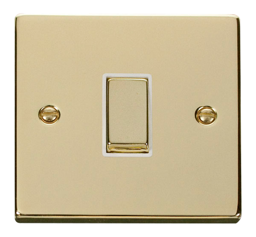 Click Deco Polished Brass 1G 2W Single Light Switch White Insert
