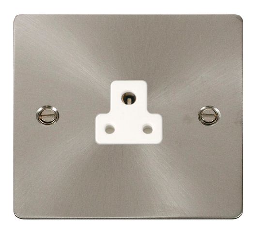 Click Define Brushed Stainless 1G 2A Round Pin Single Socket White Insert