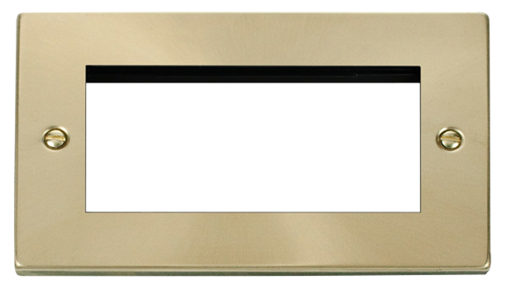 Click Deco Satin Brass 2G 4 Module Euro Media Plate