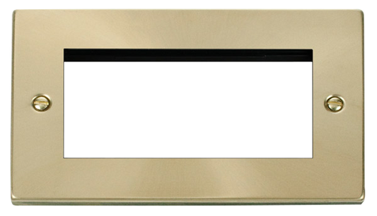 Click Deco Satin Brass 2G 4 Module Euro Media Plate