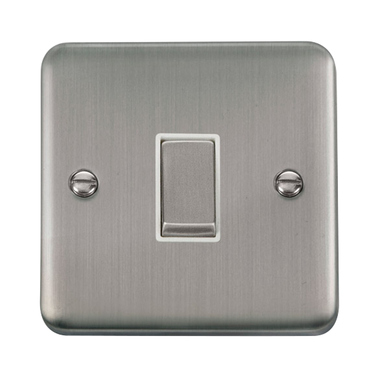 Click Deco Plus Stainless Steel 1G Intermediate Light Switch White Insert