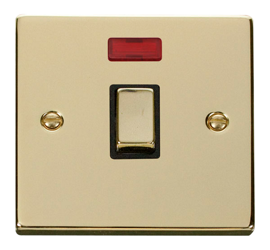 Click Deco Polished Brass 1G 20A DP Switch & Neon Black Insert