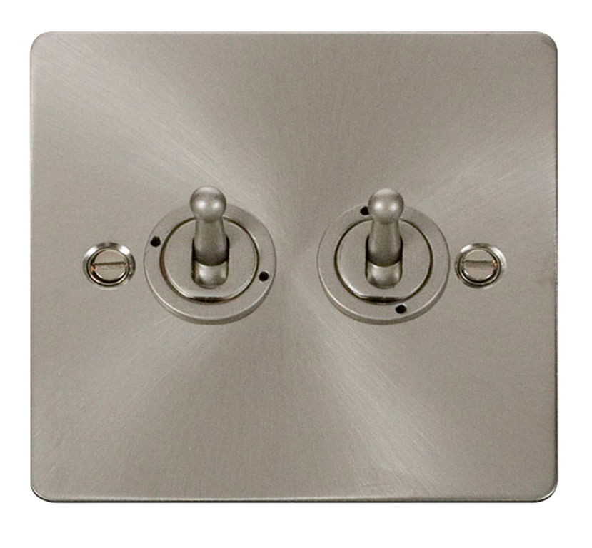 Click Define Brushed Stainless 2G 2W Double Dolly Light Switch