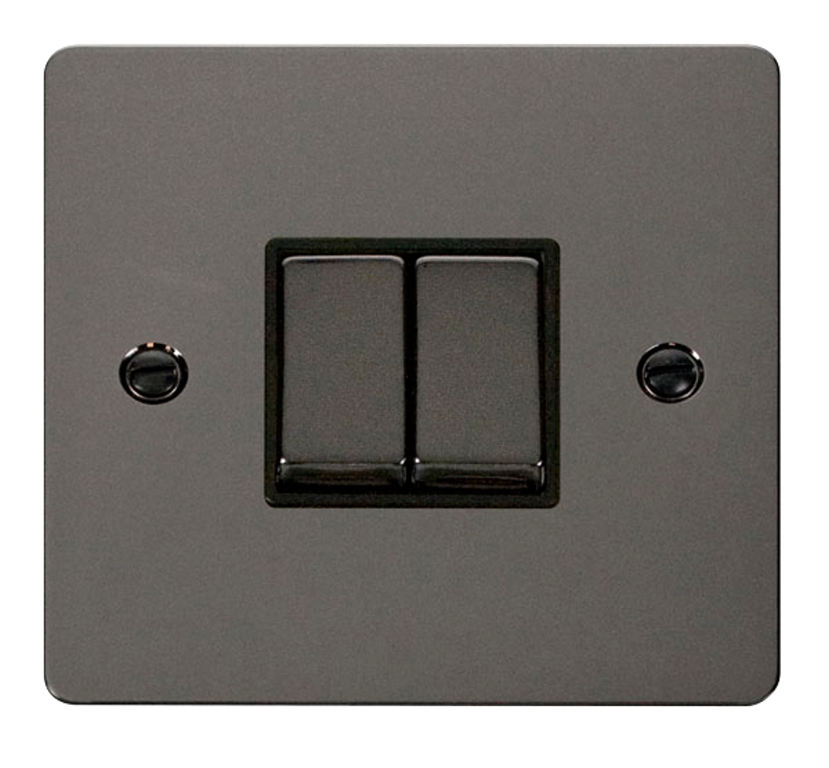 Click Define Black Nickel 2G 2W Double Light Switch Black Insert