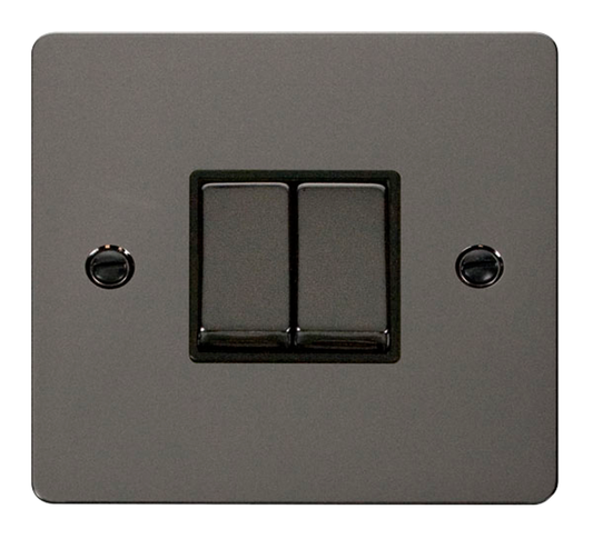Click Define Black Nickel 2G 2W Double Light Switch Black Insert
