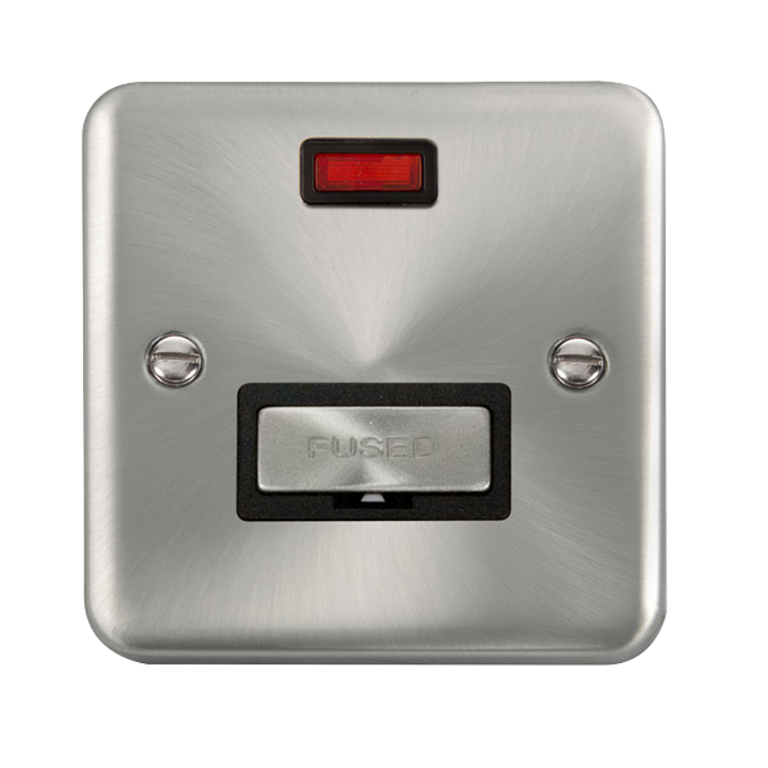 Click Deco Plus Satin Chrome 1G 13A Unswitched Fused Connection Unit & Neon Black Insert