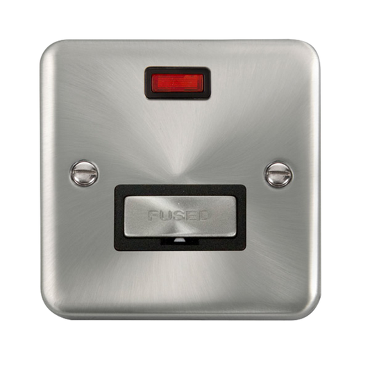 Click Deco Plus Satin Chrome 1G 13A Unswitched Fused Connection Unit & Neon Black Insert