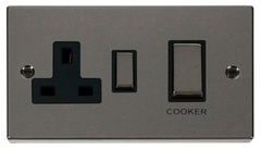 Click Deco Black Nickel 2G 45A DP Cooker Control Unit Black Insert