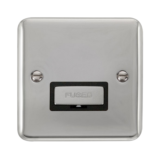 Click Deco Plus Polished Chrome 1G 13A Unswitched Fused Connection Unit Black Insert