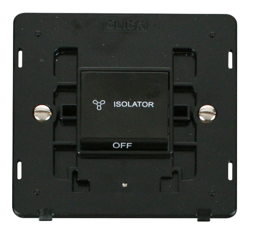 Click Definity Screwless Black 1G Fan Isolator Switch Black Insert