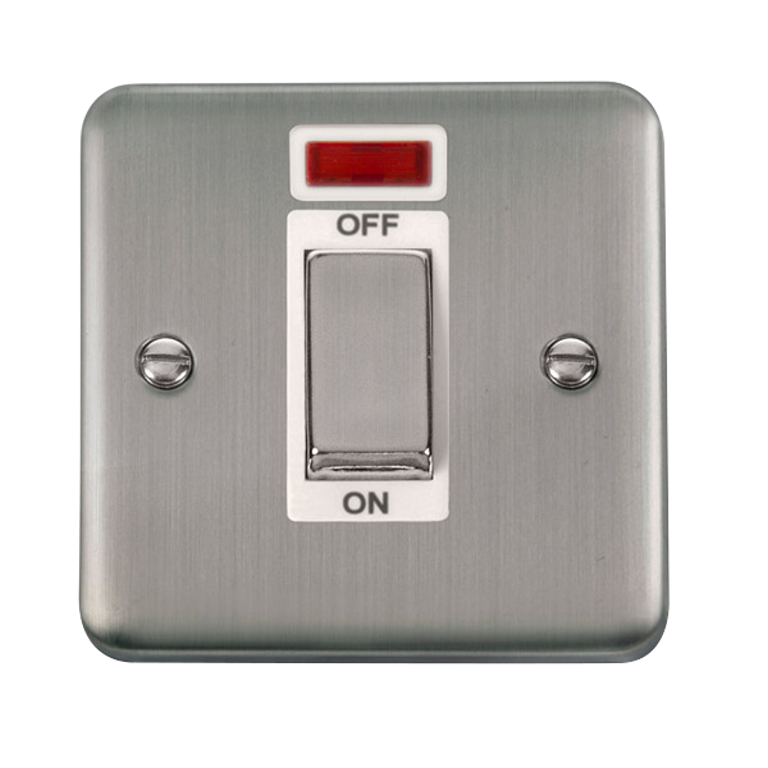 Click Deco Plus Stainless Steel 1G 45A DP Switch & Neon White Insert